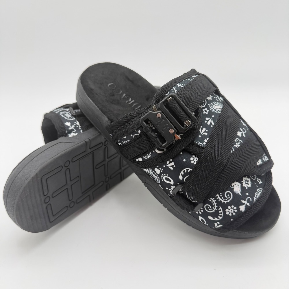 Draco Slides Black/White Bandana Skull Street‎ Wear Slides Mens7-8 Womens 8-9.5